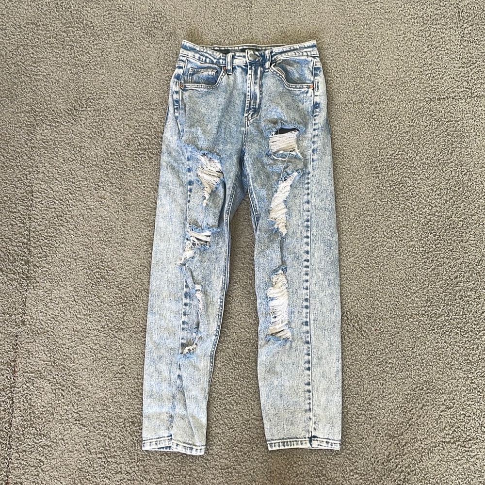 Spotted Blue Wild Fable High Rise Ripped Jeans